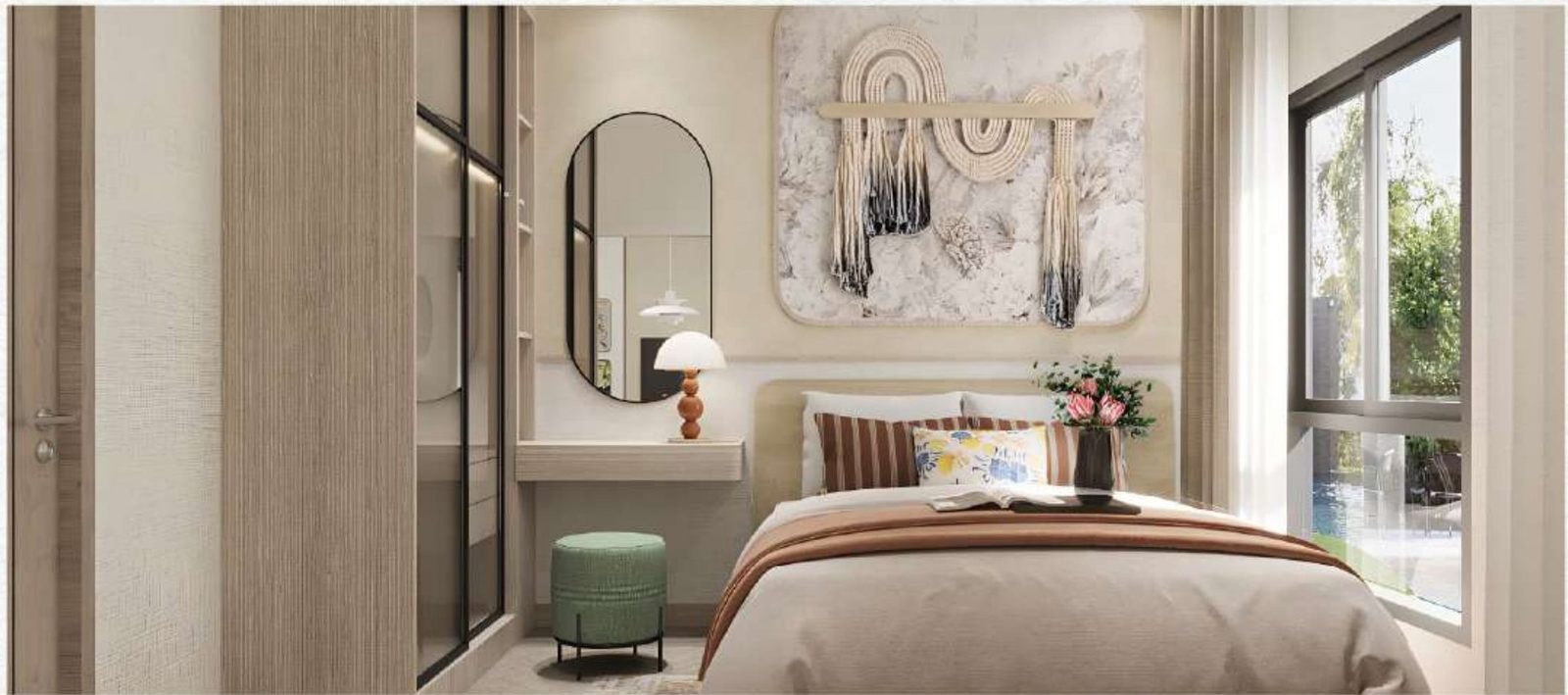 1 Bedroom bedroom with wardrobe and vanity